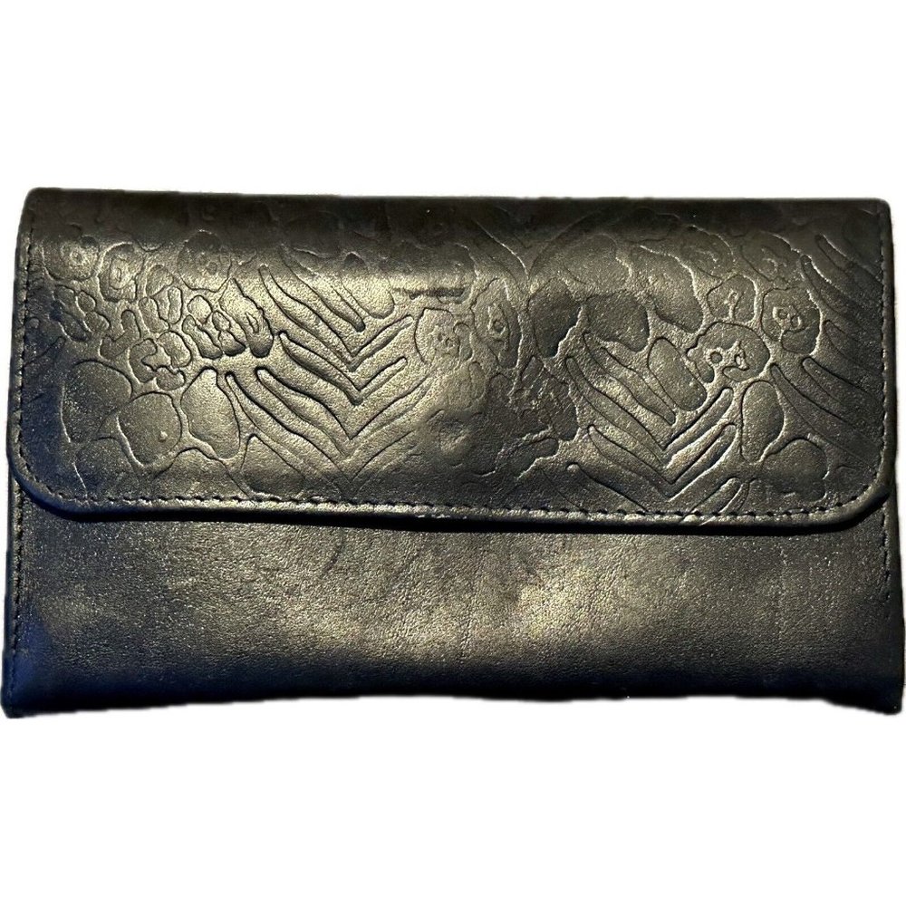 Princess Gardner Vintage Womens Trifold Coin Billfolds Black Full Grain Cowhide
